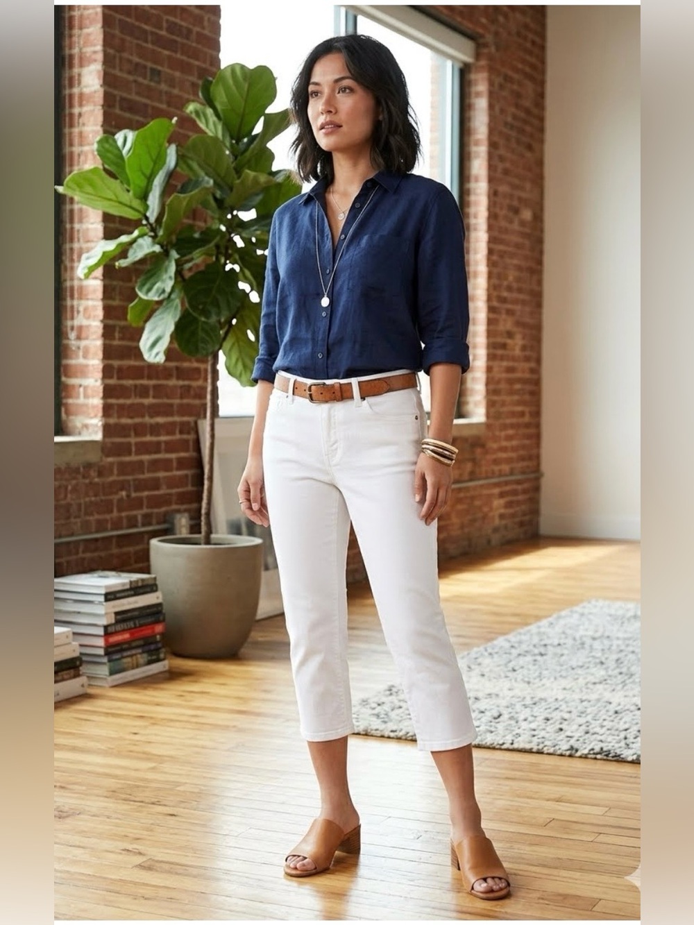 ZCO Women’s white Jean ankle/Capri
Size 10P (Petite)